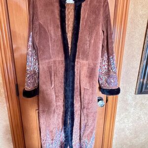Margaret Godfrey Suede Long Coat 8 Penny Lane Afghan Embroidered Whimsigoth